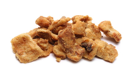 Pork cracklings, greaves isolated on white background