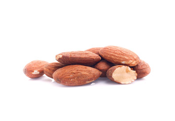 group of almonds isolated on white