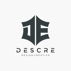 Abstract letter D E logo design with star hexagon concept. Logo Emblem Capital Letter Modern Template. Creative bold minimalist logotype icon symbol. -VECTOR