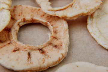 dried apples scattered on the table