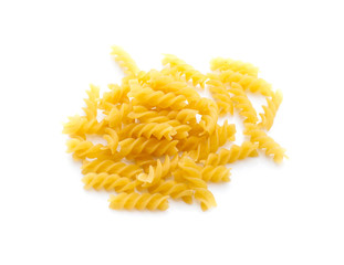 heap of pasta on white background