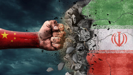 Fist breaking rock. China destroying Iran