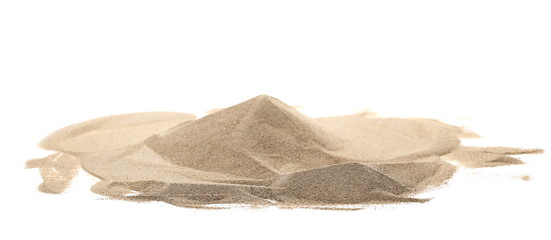 Fototapeta na wymiar Sand pile, desert dune isolated on white background