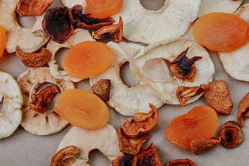 dried apples scattered on the table