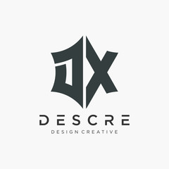 Abstract letter D X logo design with star hexagon concept. Logo Emblem Capital Letter Modern Template. Creative bold minimalist logotype icon symbol. -VECTOR