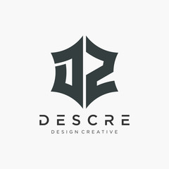 Abstract letter D Z logo design with star hexagon concept. Logo Emblem Capital Letter Modern Template. Creative bold minimalist logotype icon symbol. -VECTOR