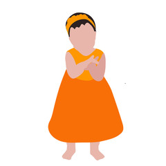 vector, white background, flat style toddler girl, no face