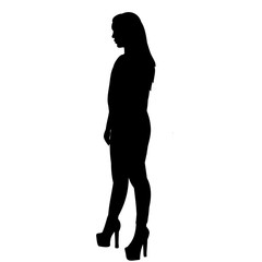 Fototapeta premium vector, on a white background, black silhouette girl stands