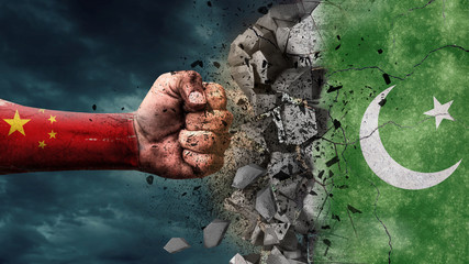 Fist breaking rock. China destroying Pakistan
