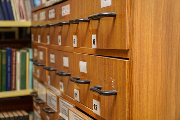 Wooden drawers of the old archive