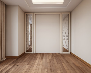 Realistic mock up of empty interior room apartment. 3d render	