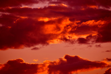 Sunset stormy clouds