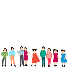 Fototapeta premium vector, isolated, set of kids in a flat style