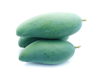 fresh green mango fruit isolated on white background