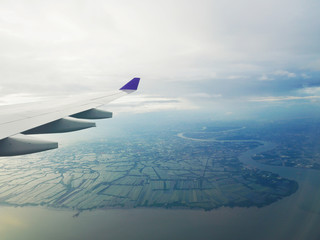 Beautiful high angle view from the capital's aircraft.