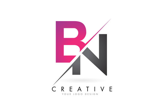 BN B N Letter Logo with Color block Design and Creative Cut.