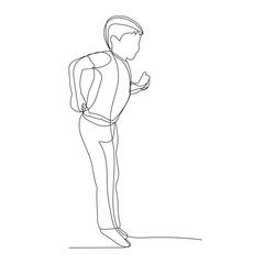 vector, isolated, single line drawing, child jumping