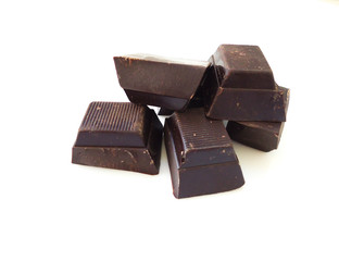 pieces of chocolate on white background
