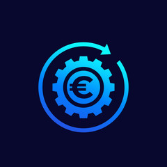 fintech, financial icon with euro