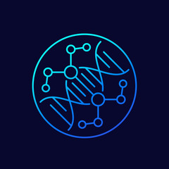 genetic engineering and dna modification icon, linear vector