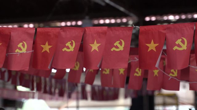 Mini Vietnamese red flags with yellow star