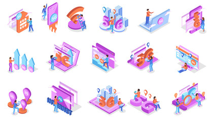 5g Internet Isometric Icons