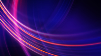 Dark blue abstract background with ultraviolet neon glow, blurry light lines, waves