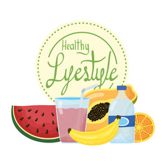 healthy life style lettering and set icons