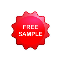 Free sample red seal ribbon sticker isolated on white background