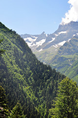 Dombai. Scenery of rockies in Caucasus region in Russia