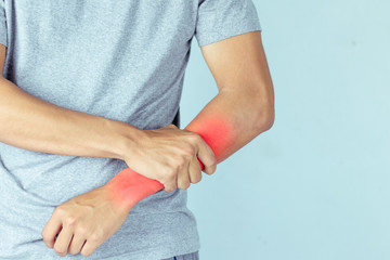 Wounds at the arm,bandages a hand wound pain medicine