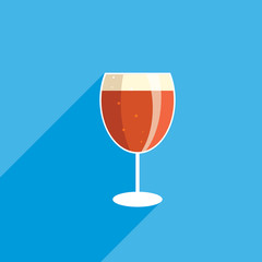 Foaming glass of craft beer isolated on blue background illustration.