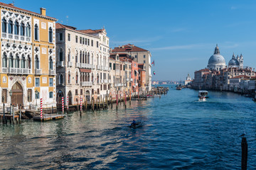 Accademia Bridge, Grand Canal and Salute Church. Venice. Italy