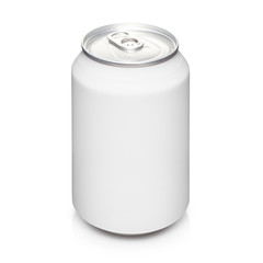 White aluminium 0.33l can, isolated on white background