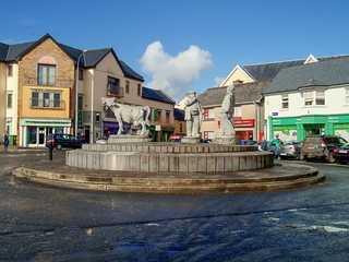 Statues on the roundabout in the market square, Clonroad Beg, Ennis, Co. Clare, Ireland
