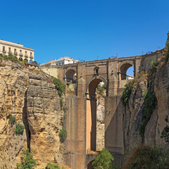 View of the New Roman Bridge and the city. Ronda, Spain, Andalusia.