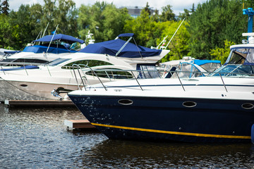 Boat bow - detail, moored to the marina
