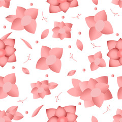 Hand drawn seamless pattern trend flowers with leaves Flower isolated on white background. Spring herb , vector illusttration for decoration , print, wedding