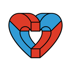 Heart created from two magnets.