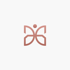Initial letter AG with abstract butterfly element. minimalist line art monogram shape logo. Beauty, luxury spa style. - vector