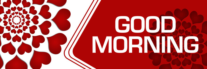 Good Morning Red Rounded Squares With Hearts Horizontal 