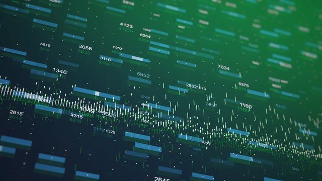 Stock market tickers with graphs. Business animation of world statistics with prices changing. Financial update statistics. Motion background with dynamic trading counters. 4K Blue and green backdrop