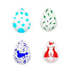 Set of easter  eggs  on them isolated on a white background. Stock vector illustration for decoration and design, children's books and coloring, stickers, fabrics, packaging