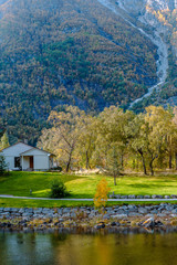 Fototapeta premium Norway landscape near Eidfjord village at autumn