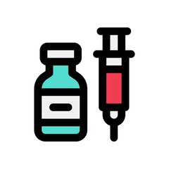 corona virus related syringe with bottle vector with editable stroke,