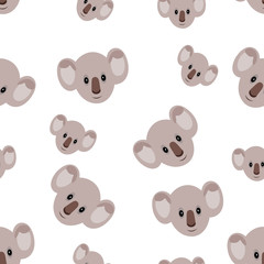 Koala bear Cartoon Vector seamless pattern. Australian animals in danger. Pray for Australia. Line vector icon isolated on white Cute animal