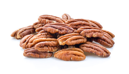 Pecans isolated on white background