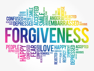 Forgiveness word cloud collage, social concept background
