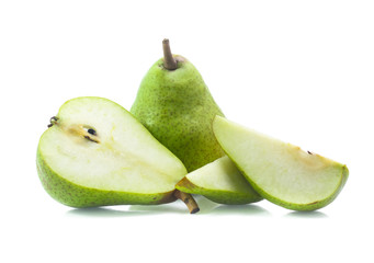 green pear isolated on white background