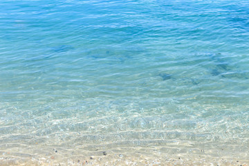 Clear blue sea water background, nature concept, summer outdoor day light, environmental